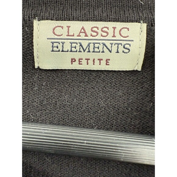 Classic Elements Holiday Poinsettia Cardigan Black Sequin Sweater Petite LARGE - Picture 6 of 14